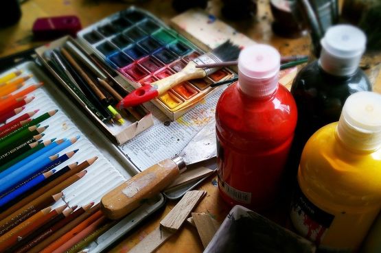 A set of painting materials