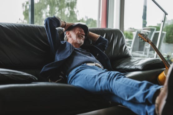 a senior man relaxing at home