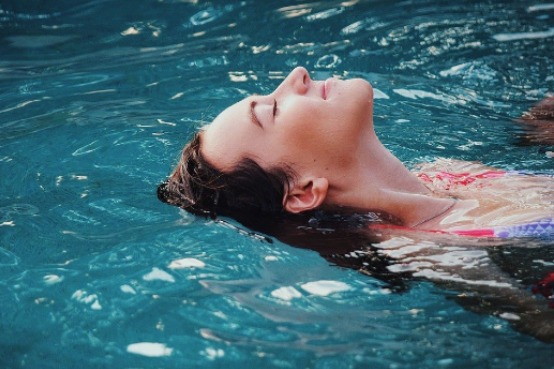 A woman swimming