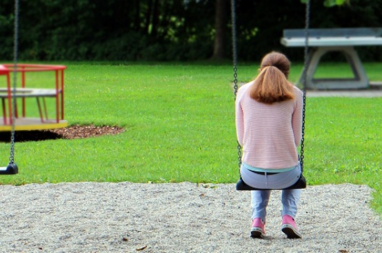 person on a swing in the park