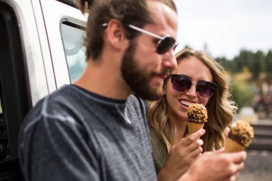 two people eating ice cream
