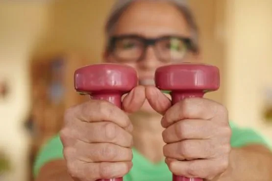 working out at home with dumbbells