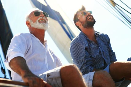 two people on a sailing boat