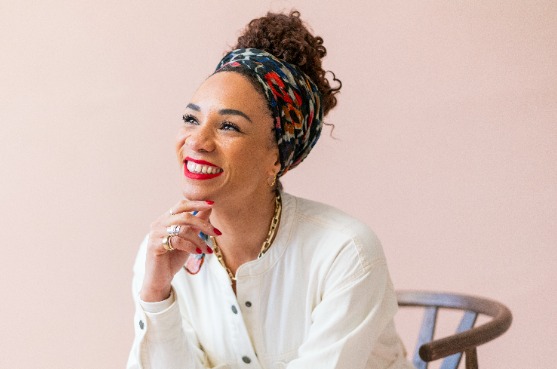Michelle Ackerley sitting on a chair