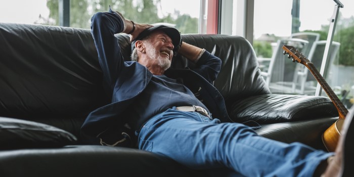 a senior man relaxing at home