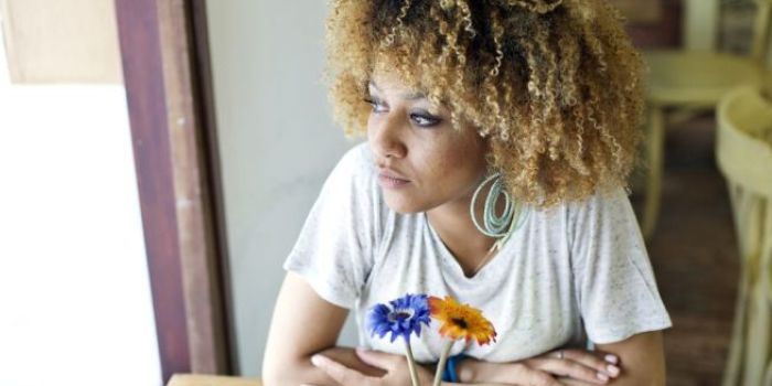 young woman at a cafe