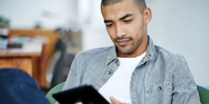 person reading on a tablet