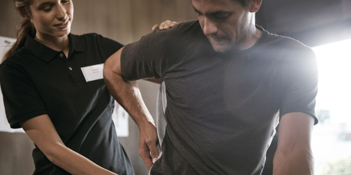 person being treated for back pain