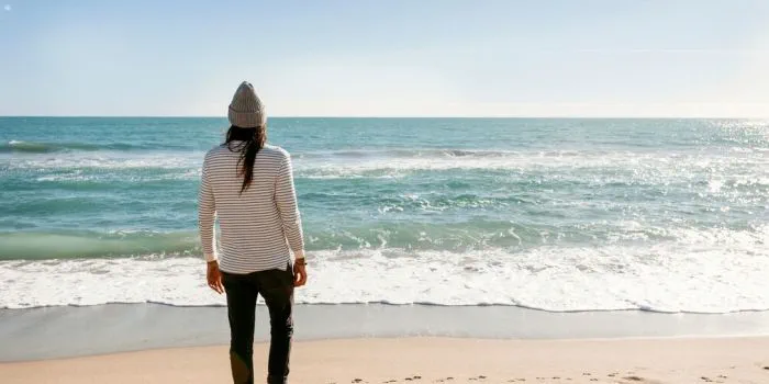 person looking out at the sea
