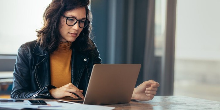worker using laptop