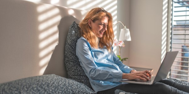 woman using laptop