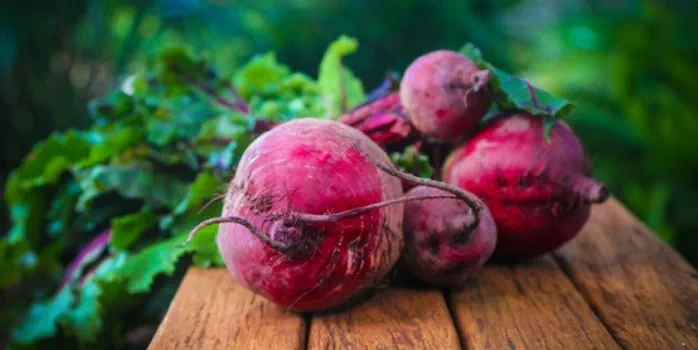 A bunch of fresh beetroot