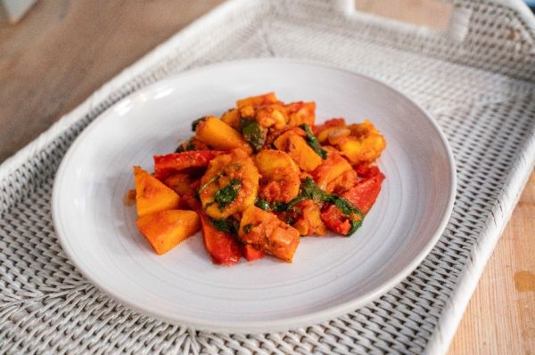 serving of butternut squash and plantain curry
