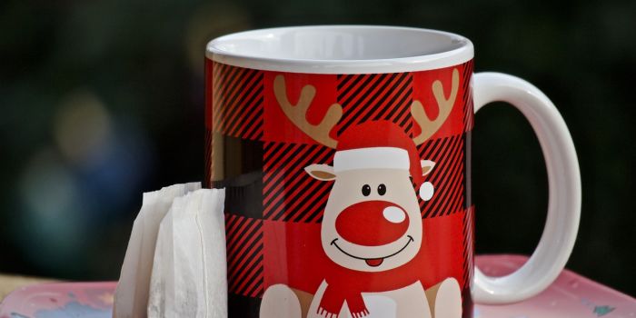 tea bags next to a reindeer mug