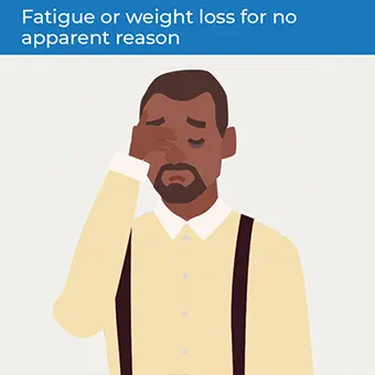 An image showing the symptoms of bowel cancer- fatigue