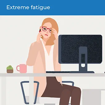 Infographic showing a symptom of endometriosis: fatigue