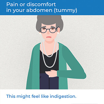 An image showing pain in your abdomen, a symptom of a heart attack