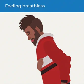 An image showing someone feeling breathless, a symptom of a heart attack