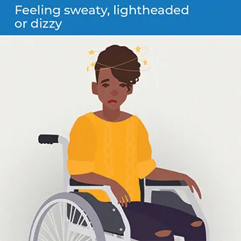 An image showing someone feeling dizzy, a symptom of a heart attack