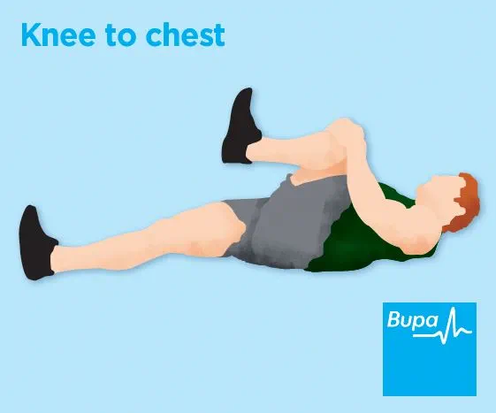 Illustration of a knee to chest stretch