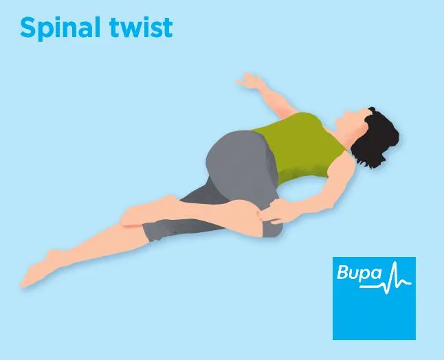 Illusstration of a spinal twist stretch