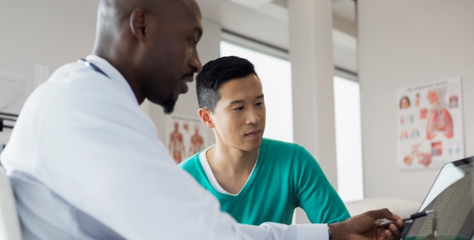 Doctor talking to patient