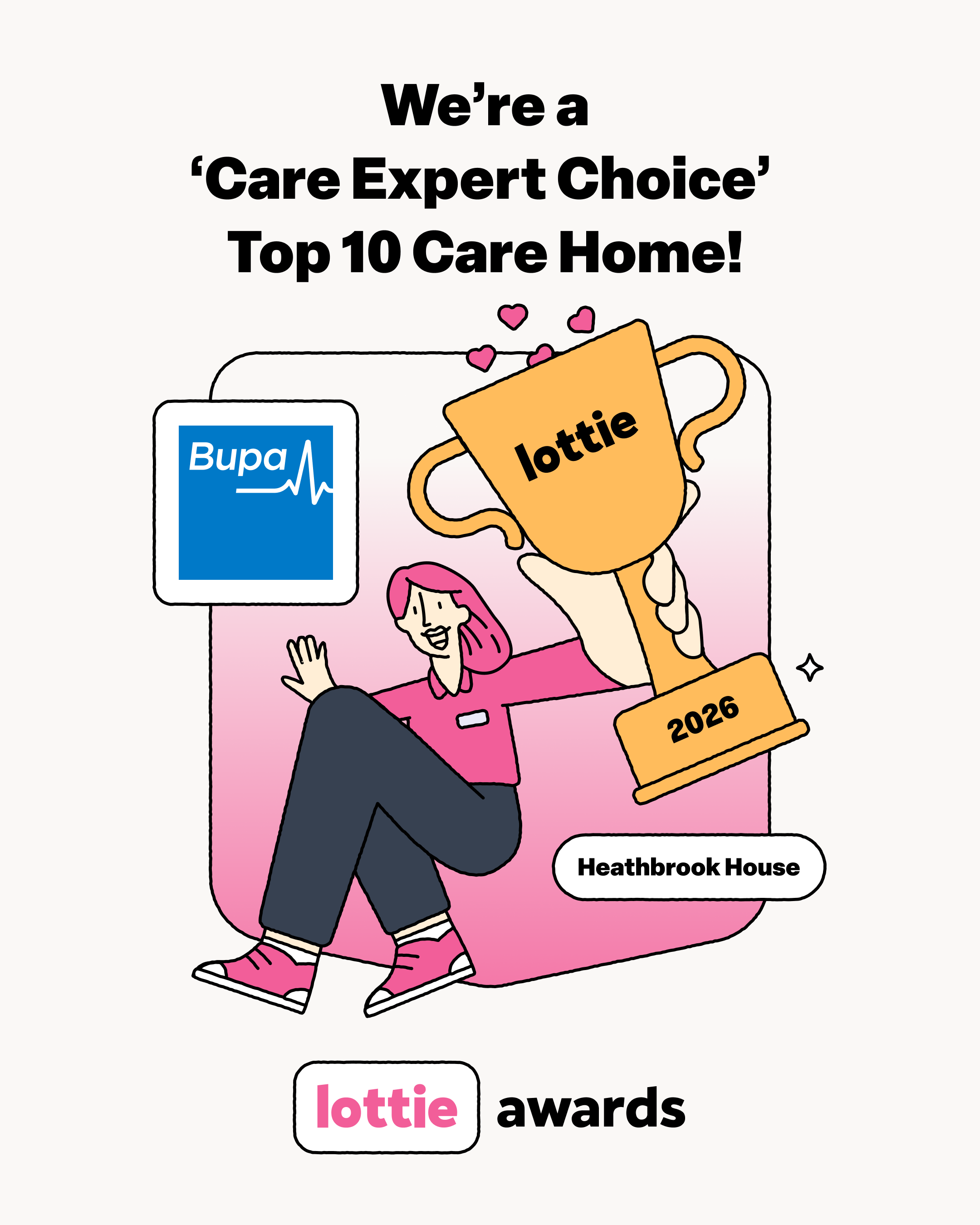 Heathbrook House Care Expert Choice Top 10 Care Home Lottie awards 2026