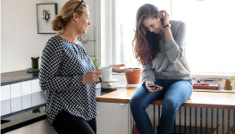 Mum talking to daughter