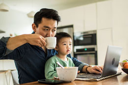 man working from home