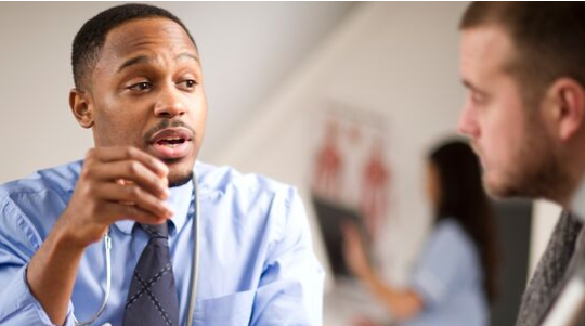 two men having conversation