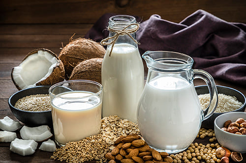 various kinds of vegan milk