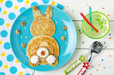 pancakes cut into the shape of a bunny