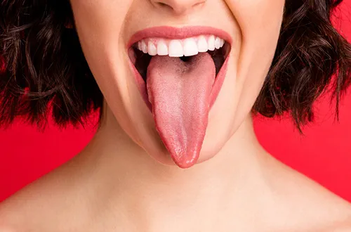 woman sticking out her tongue