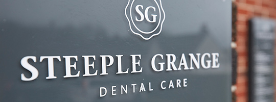 Close up photo of Steeple Grange logo and sign