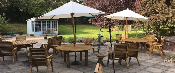 sitting area in garden