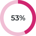 53% progress displayed in a circular chart