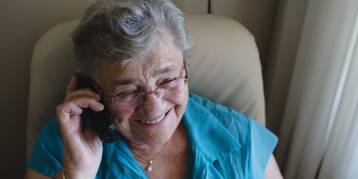 Picture of elderly woman on phone