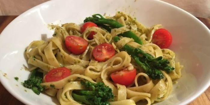 Pesto and cherry tomato tagliatelli