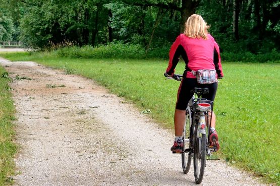 Woman cycling in park