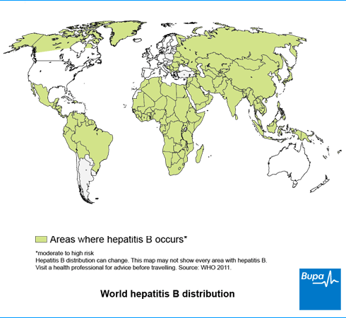 A map showing world hepatitis B distribution A map showing world hepatitis B distribution